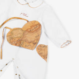 Alviero Martini-Girls Geo Heart Beige Babysuit Ensemble | Childrensalon Outlet