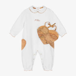 Alviero Martini-Girls Geo Heart Beige Babysuit Ensemble | Childrensalon Outlet