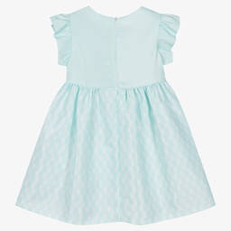 Alviero Martini-Girls Green Satin Logo Print Dress | Childrensalon Outlet
