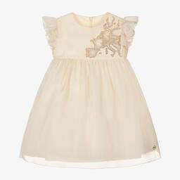 Alviero Martini-Girls Ivory Chiffon Geo Map Dress | Childrensalon Outlet