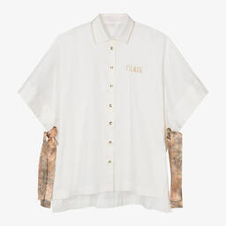 Alviero Martini-Girls Ivory Cotton Shirt Dress | Childrensalon Outlet