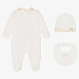 Alviero Martini-Girls Ivory Map Babygrow Set | Childrensalon Outlet