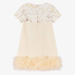 Alviero Martini-Кремовое платье с картой и тюлем для девочек | Childrensalon Outlet