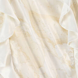 Alviero Martini-Girls Ivory Satin Geo Map Print Dress | Childrensalon Outlet