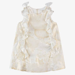 Alviero Martini-Girls Ivory Satin Geo Map Print Dress | Childrensalon Outlet