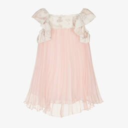 Alviero Martini-Girls Pink Chiffon Plissé Geo Map Dress | Childrensalon Outlet