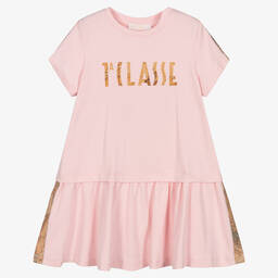 Alviero Martini-Girls Pink Geo Map Cotton Dress | Childrensalon Outlet