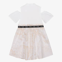 Alviero Martini-Girls White & Beige Geo Map Cotton Dress | Childrensalon Outlet