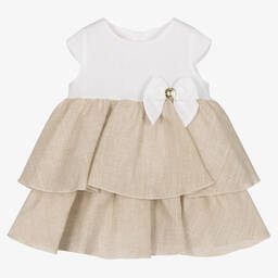 Alviero Martini-Girls White & Beige Geo Map Dress | Childrensalon Outlet