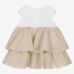Alviero Martini-Girls White & Beige Geo Map Dress | Childrensalon Outlet