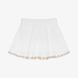 Alviero Martini-Girls White Cotton Geo Map Skirt | Childrensalon Outlet