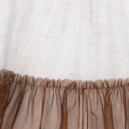 الفيرو مارتيني-فستان تول لون أبيض وذهبي | Childrensalon Outlet