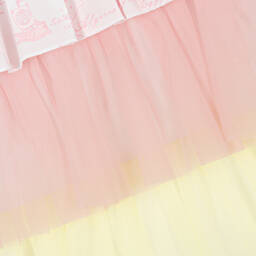 Alviero Martini-Girls White & Pink Flutter Tulle Dress | Childrensalon Outlet
