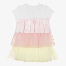 Alviero Martini-Girls White & Pink Flutter Tulle Dress | Childrensalon Outlet