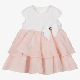Alviero Martini-Girls White & Pink Geo Map Dress | Childrensalon Outlet