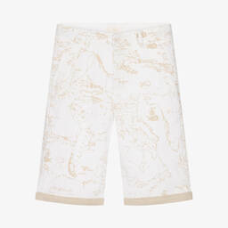 Alviero Martini-Teen Beige Geo Map Shorts | Childrensalon Outlet
