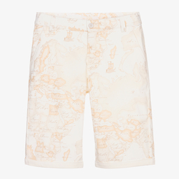 Alviero Martini-Бежевые шорты с картой мира для подростков | Childrensalon Outlet