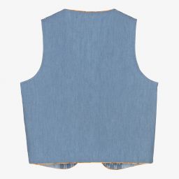 Alviero Martini-Teen Blue Chambray Waistcoat | Childrensalon Outlet