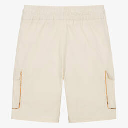 Alviero Martini-Teen Boys Beige Cotton Cargo Shorts | Childrensalon Outlet