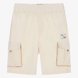Alviero Martini-Teen Boys Beige Cotton Cargo Shorts | Childrensalon Outlet