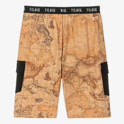 Alviero Martini-Teen Boys Beige Cotton Geo Map Shorts | Childrensalon Outlet