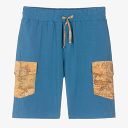 Alviero Martini-Teen Boys Blue Cotton Geo Shorts | Childrensalon Outlet