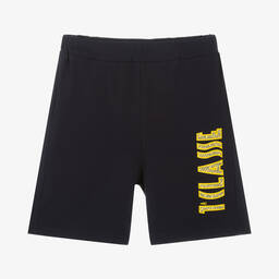 Alviero Martini-Teen Boys Blue Cotton Logo Shorts | Childrensalon Outlet