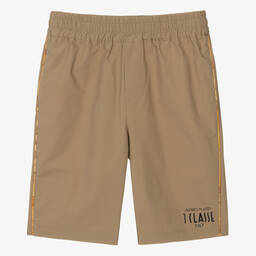 Alviero Martini-Teen Boys Brown Cotton 1a Classe Shorts | Childrensalon Outlet
