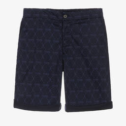 Alviero Martini-Teen Boys Navy Blue Monogram Shorts | Childrensalon Outlet