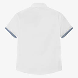 Alviero Martini-Teen Boys White Cotton & Denim Shirt | Childrensalon Outlet