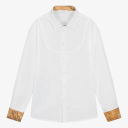 Alviero Martini-قميص بربطة عنق قطن لون أبيض للمراهقين | Childrensalon Outlet