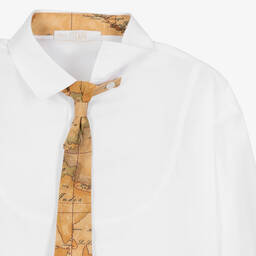 Alviero Martini-قميص بربطة عنق قطن لون أبيض للمراهقين | Childrensalon Outlet