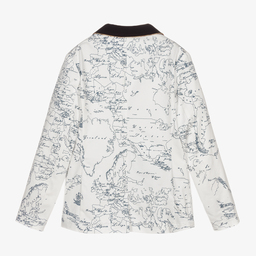 Alviero Martini-Белый блейзер с картой мира для мальчиков-подростков | Childrensalon Outlet