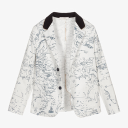 Alviero Martini-Белый блейзер с картой мира для мальчиков-подростков | Childrensalon Outlet
