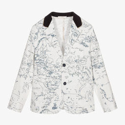 Alviero Martini-Белый блейзер с картой мира для мальчиков-подростков | Childrensalon Outlet