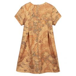 Alviero Martini-Teen Dark Beige Geo Map Dress  | Childrensalon Outlet