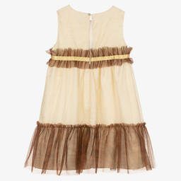 Alviero Martini-Teen Girls Beige & Gold Geo Map Dress | Childrensalon Outlet