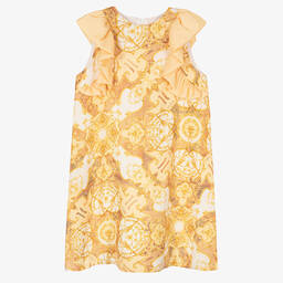 Alviero Martini-Teen Girls Gold A-Line Logo Dress | Childrensalon Outlet