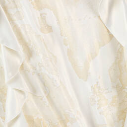 Alviero Martini-Teen Girls Ivory Satin Geo Map Print Dress | Childrensalon Outlet