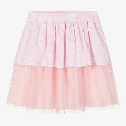 Alviero Martini-تنورة تينز بناتي بطبقات تول لون زهري | Childrensalon Outlet