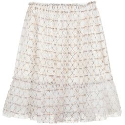 Alviero Martini-Teen Ivory Geo Map Logo Skirt | Childrensalon Outlet