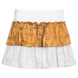 Alviero Martini-Бело-бежевая юбка с картой | Childrensalon Outlet