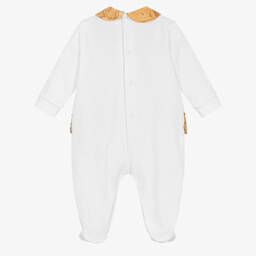 Alviero Martini-White Cotton Geo Map Babygrow | Childrensalon Outlet
