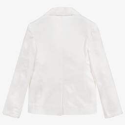 Alviero Martini-White Cotton Geo Map Jacket  | Childrensalon Outlet