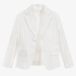 Alviero Martini-White Cotton Geo Map Jacket  | Childrensalon Outlet