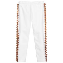 الفيرو مارتيني-ليغنغز قطن جيرسي لون أبيض و بيج للبنات | Childrensalon Outlet