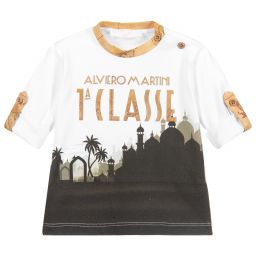 Alviero Martini-White Cotton Logo Top | Childrensalon Outlet
