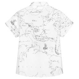 Alviero Martini-White Geo Map Cotton Shirt | Childrensalon Outlet