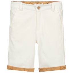 Alviero Martini-White Geo Map Jersey Shorts | Childrensalon Outlet