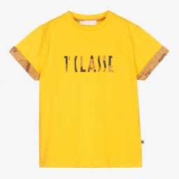 Alviero Martini-Yellow Cotton Geo Map T-Shirt | Childrensalon Outlet
